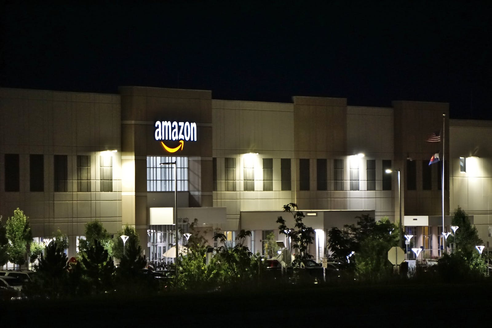 Amazon Concrete Building During Night Time